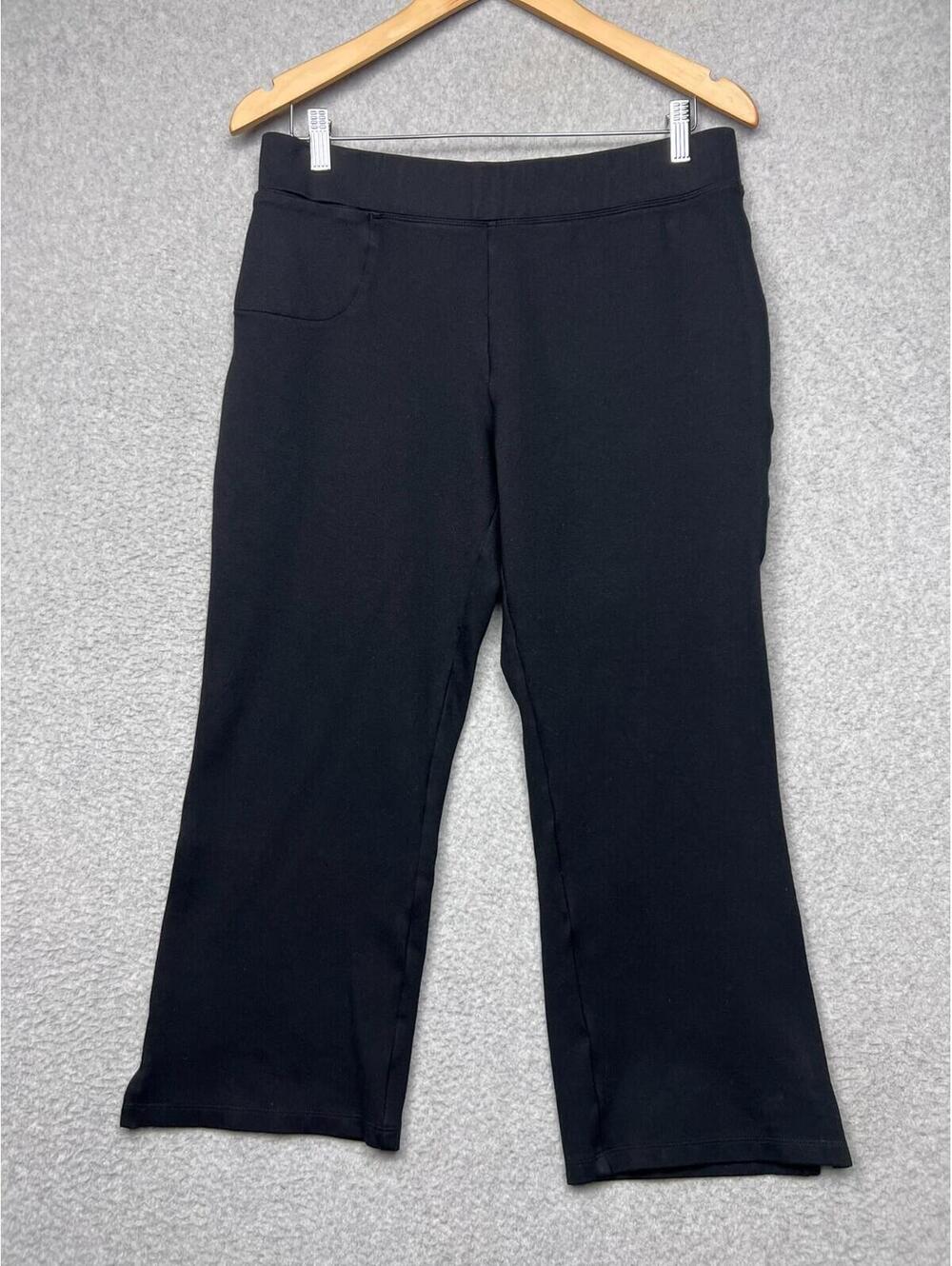 Quince Ultra-Stretch Ponte Pants Black Pull On Straight Leg Quiet Luxury Work L